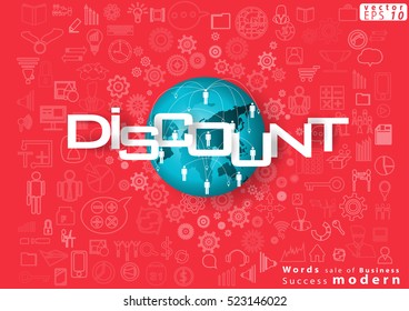 Words discount of Business Success modern design Idea and Concept Vector illustration  with World ,icon.
