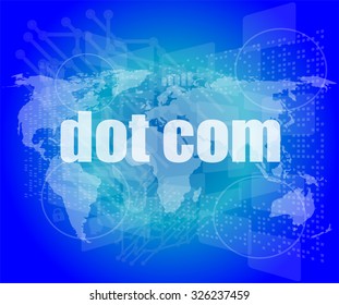 words dot com on digital screen, information technology concept vector illustration