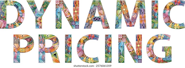 Words DYNAMIC PRICING. Vector zentangle object for decoration