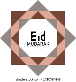 
las palabras de Eid Mubarak en dos cuadrados cruzados marrones
