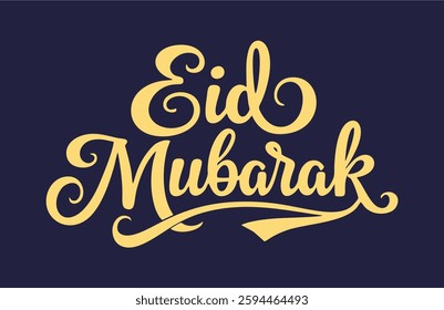 Words eid mubarak in yellow. vector design