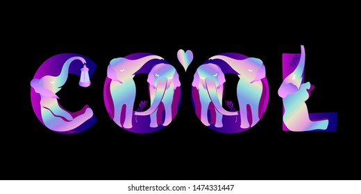 The words of the elephant. Font with elephants