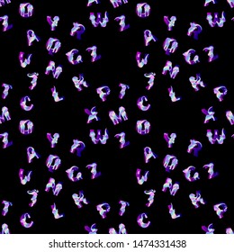 The words of the elephant. Font with elephants. Holographic elephant. seamless elephant pattern