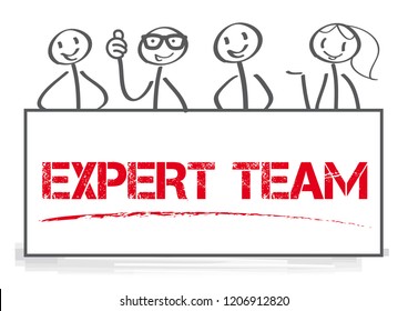 The words Expert Team holding by four people who are mentors, teachers, instructors and problem solvers