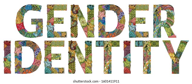 Words Gender identity. Vector zentangle object for decoration