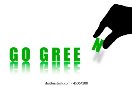 Words GO GREEN Isolated on White, Abstract Vector
