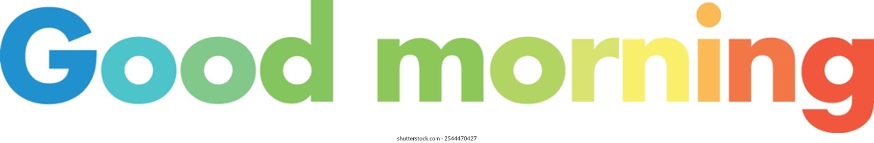the words good morning rainbow color, good morning words vector illustration, isolated on white background.