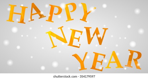 The words "Happy New Year" with abstract letters in the style of triangulation.