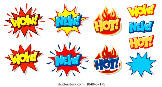 Words Hot Wow New Sale Price Offer Deal Vector Labels Templates