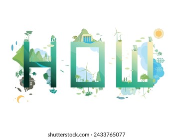Words with How shows the question for how to improve environment the vector illustration graphic EPS 10
