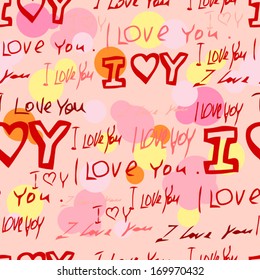 words "i love you" on pink background