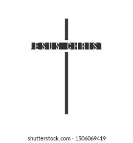Words Jesus Christ in Cross Shape, Christian symbol. Stock vector illustration isolated on white background