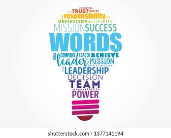WORDS light bulb word cloud collage, business concept background
