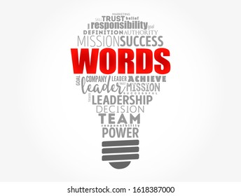 WORDS light bulb word cloud collage, business concept background