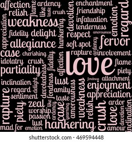 words of love. emotions, feelings
