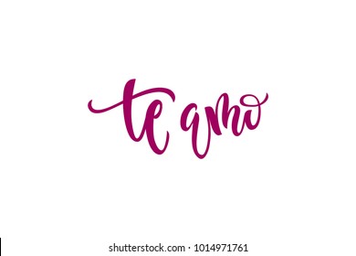 Words I love you in Spanish. An inscription on a white background for greeting cards, invitations and banners. Vector illustration with calligraphy.