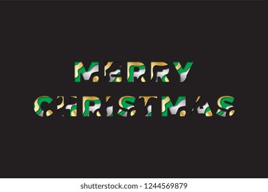 words 'merry christmas' filled with paper cut layers on black background. holiday vector illustration easy to edit and customize. eps 10