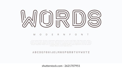Words modern creative alphabet. Future fonts style. Typography uppercase and lowercase fonts. vector illustration