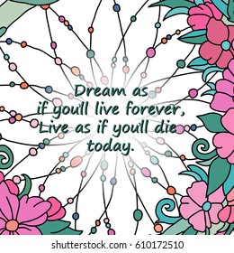 Words on a background of flowers and beads, Vector