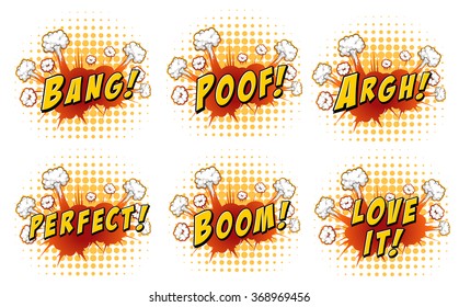 Words on cloud explosions illustration