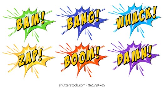 Words on explosion background illustration