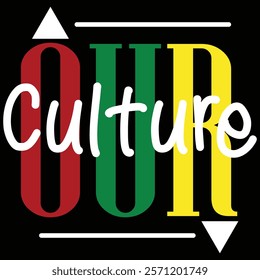 The Words Our Culture with the colors red, yellow and green