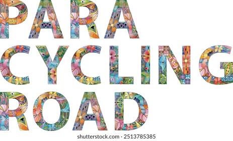 Words Para Cycling Road. Vector zentangle object for decoration