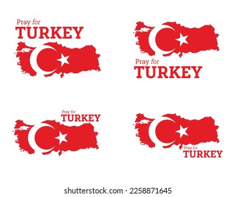 The words "Pray for Turkey" representing the love and support for the country. Logo design for recent Turkey earthquake. Vector EPS