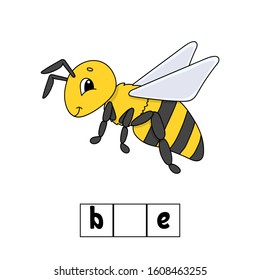 Words puzzle, bee. Education developing worksheet. Learning game for kids. Color activity page. Puzzle for children. Riddle for preschool. Simple flat isolated vector illustration.