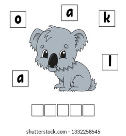 Words puzzle. Education developing worksheet. Game for kids. Activity page. Puzzle for children. Riddle for preschool. Simple flat isolated vector illustration in cute cartoon style