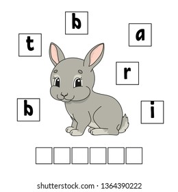 Words puzzle. Education developing worksheet. Learning game for kids. Activity page. Puzzle for children. Riddle for preschool. Simple flat isolated vector illustration in cute cartoon style