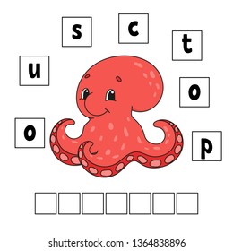 Words puzzle. Education developing worksheet. Learning game for kids. Activity page. Puzzle for children. Riddle for preschool. Simple flat isolated vector illustration in cute cartoon style