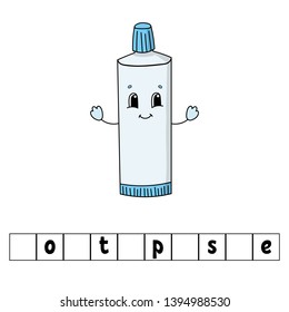 Words puzzle. Education developing worksheet. Learning game for kids. Activity page. Puzzle for children. Riddle for preschool. Simple flat isolated vector illustration in cute cartoon style
