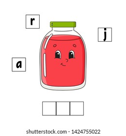 Words puzzle. Education developing worksheet. Learning game for kids. Activity page. Puzzle for children. Riddle for preschool. Simple flat isolated vector illustration in cute cartoon style.