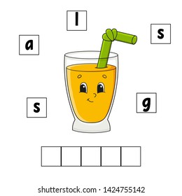 Words puzzle. Education developing worksheet. Learning game for kids. Activity page. Puzzle for children. Riddle for preschool. Simple flat isolated vector illustration in cute cartoon style.