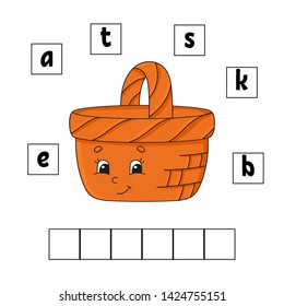 Words puzzle. Education developing worksheet. Learning game for kids. Activity page. Puzzle for children. Riddle for preschool. Simple flat isolated vector illustration in cute cartoon style.