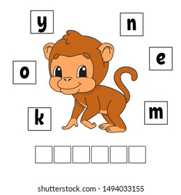 Words puzzle. Education developing worksheet. Learning game for kids. Activity page. Puzzle for children. Riddle for preschool. Simple flat isolated vector illustration in cute cartoon style.