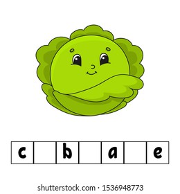 Words puzzle. Education developing worksheet. Learning game for kids. Activity page. Puzzle for children. Riddle for preschool. Simple flat isolated vector illustration in cute cartoon style.