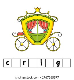 Las palabras se puzzle. Hoja de trabajo de educación. Juego de aprendizaje para los niños. Página de actividad de color. Rompecabezas para los niños. Inglés para preescolar. Ilustración vectorial. Estilo de caricatura.
