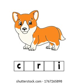 Words puzzle. Education worksheet. Learning game for kids. Color activity page. Puzzle for children. English for preschool. Vector illustration. Cartoon style.