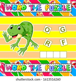 Words puzzle educational game for children of illustration