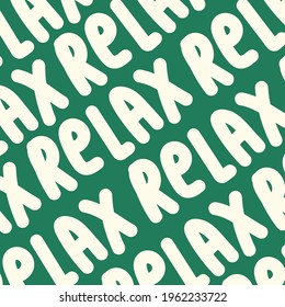 The words Relax are a hand-drawn background. Doodle pattern in black letters. Texture of Letters for textiles. Vector illustration
