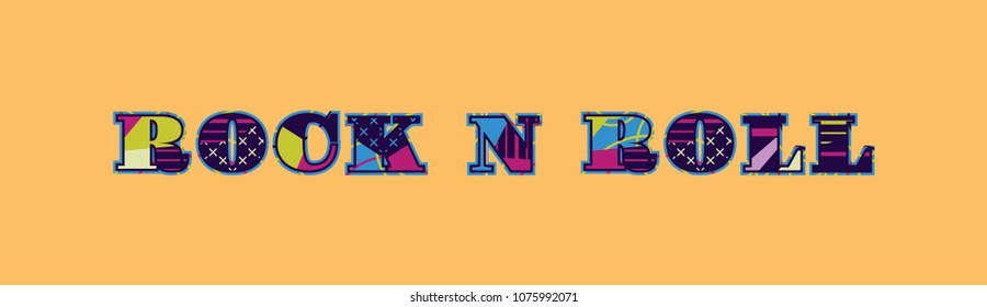 The words ROCK N ROLL concept written in colorful abstract typography. Vector EPS 10 available.