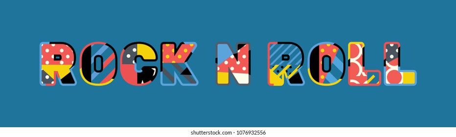 The words ROCK N ROLL concept written in colorful abstract typography. Vector EPS 10 available.