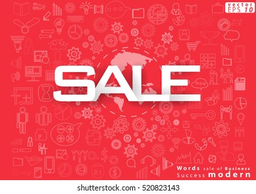 Words sale of Business Success modern design Idea and Concept Vector illustration  with World ,icon.