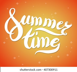 Words sammer time, brush lettering sammer poster. Vector