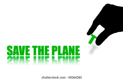 Words SAVE THE PLANET Isolated on White, Abstract Vector