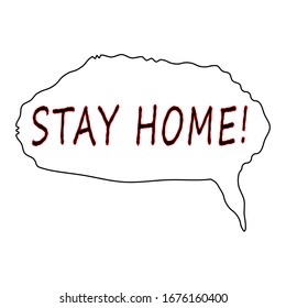 The words "Stay Home" in a speech bubble.