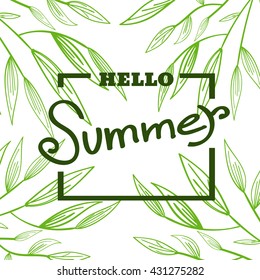 Words summer with leaves  illustration vector eps 10