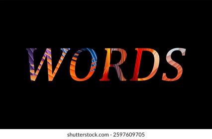 Words Text Effect Design Black Background